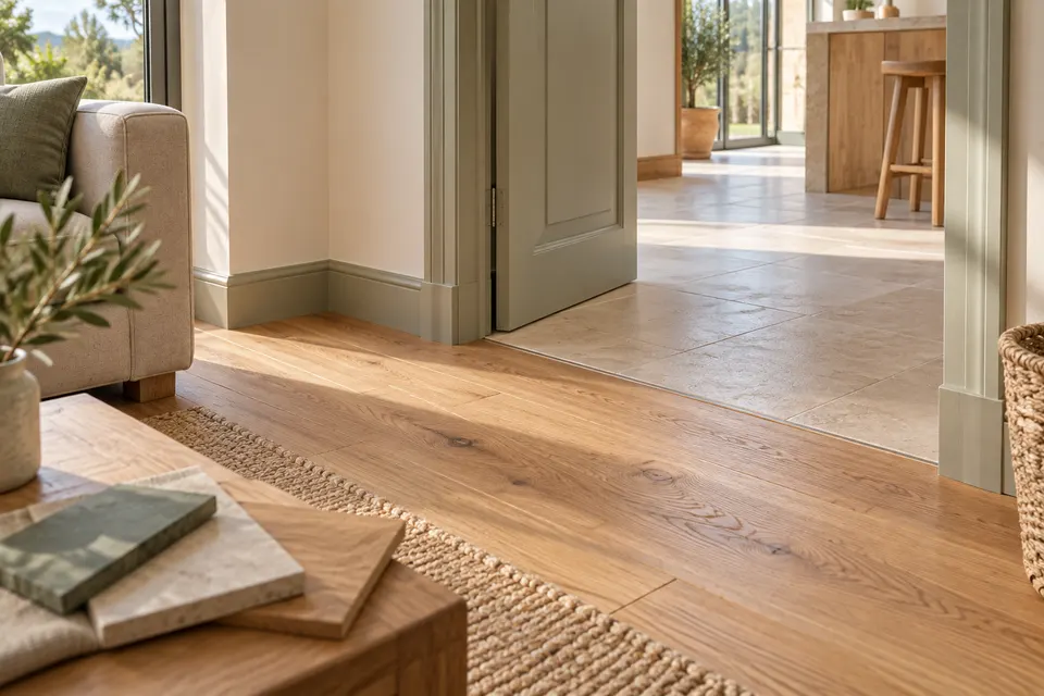 Pièce de maison avec revêtements en cours de pose pour le dossier « Revêtements de sol »