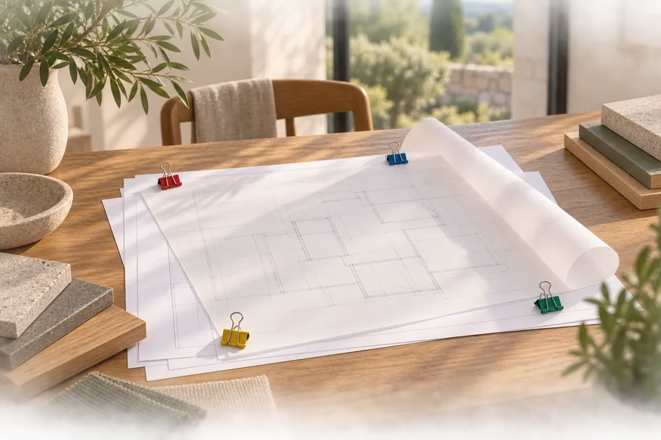 Plan de terrain avec calque et trombones
