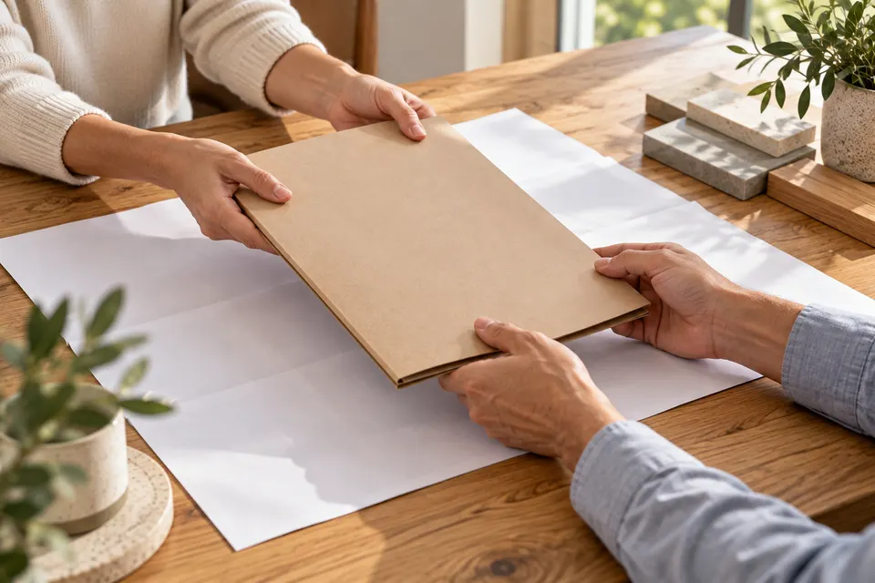 Échange d’un dossier de construction entre deux mains