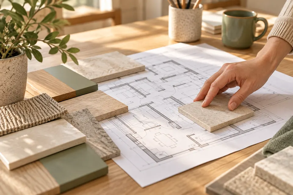 Choix de carrelage sur un plan intérieur