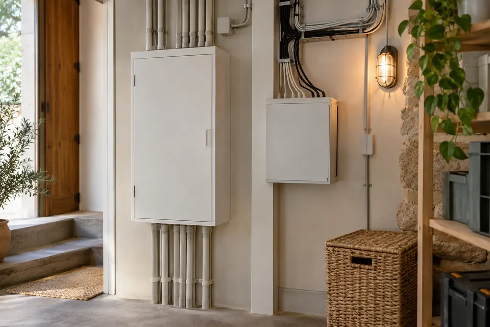 Réseaux et équipements d’une maison pour le dossier « Électricité, éclairage et télécommunications »