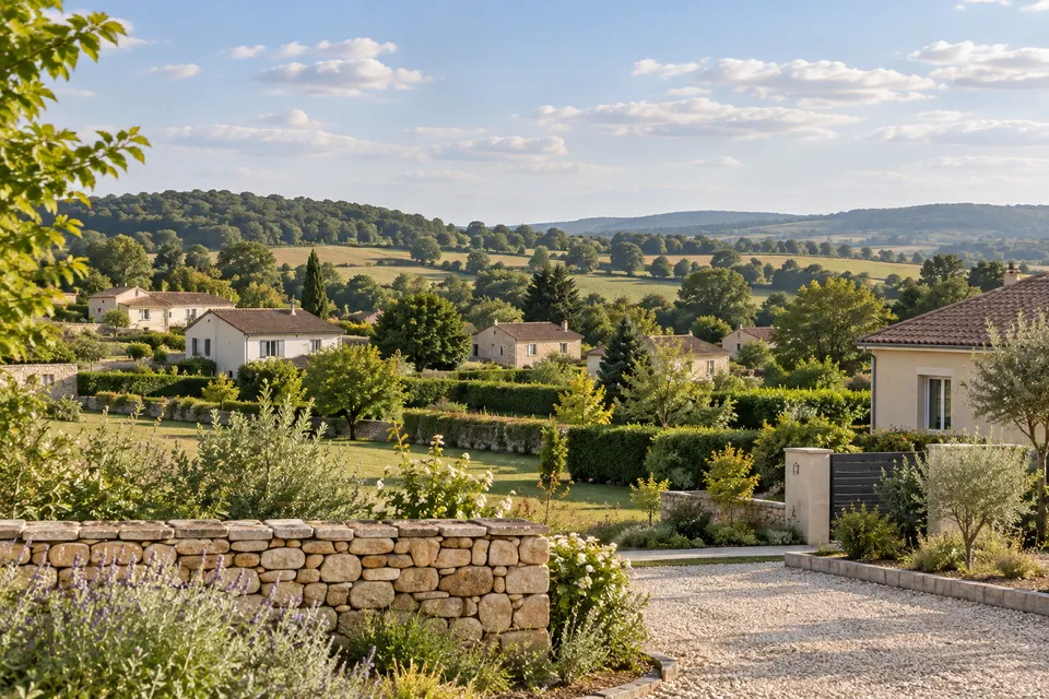 Maisons et parcelles dans une commune française pour le dossier « Climats et contextes de construction »