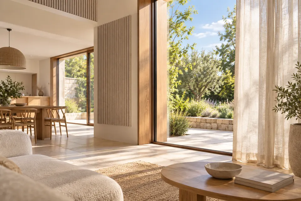 Maison avec protection solaire et ventilation pour le dossier « Acoustique, lumière et confort d’usage »