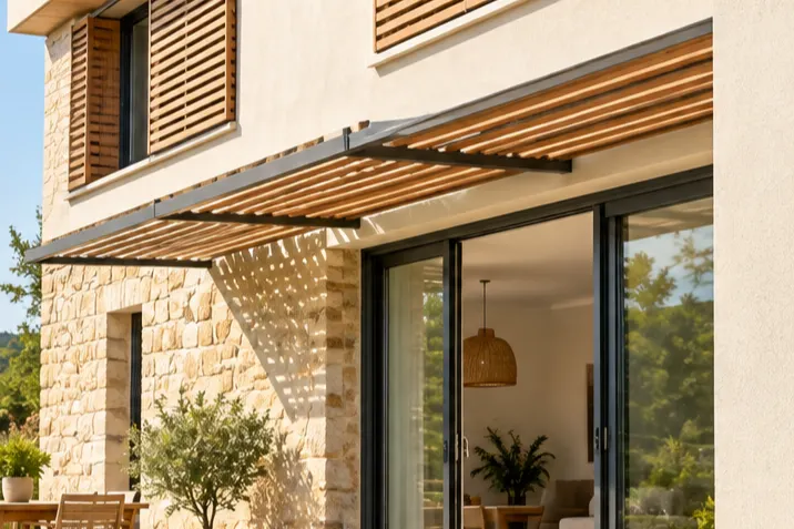 Maison avec protection solaire et ventilation pour le dossier « Réglementation et démarches de qualité »