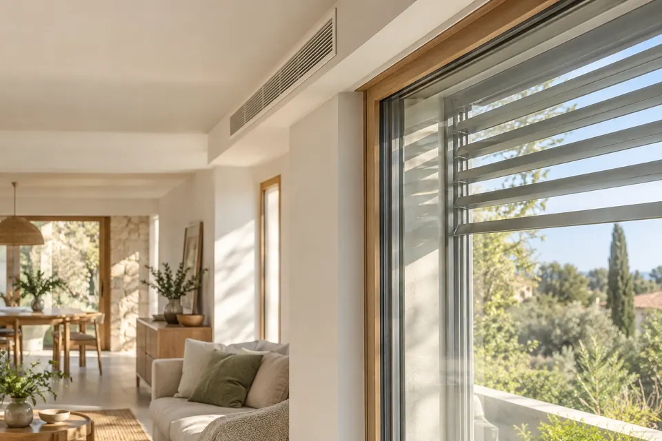 Maison avec protection solaire et ventilation pour le dossier « Qualité de l’air et santé du logement »