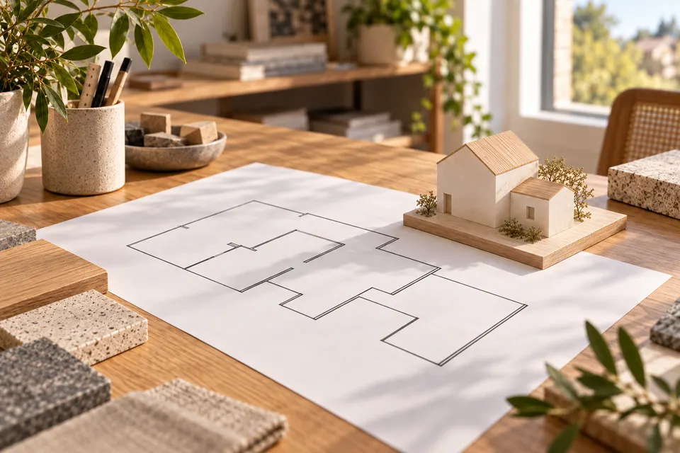 Plan de maison et maquette de volumes pour le dossier « Lire, comparer et faire évoluer les plans »