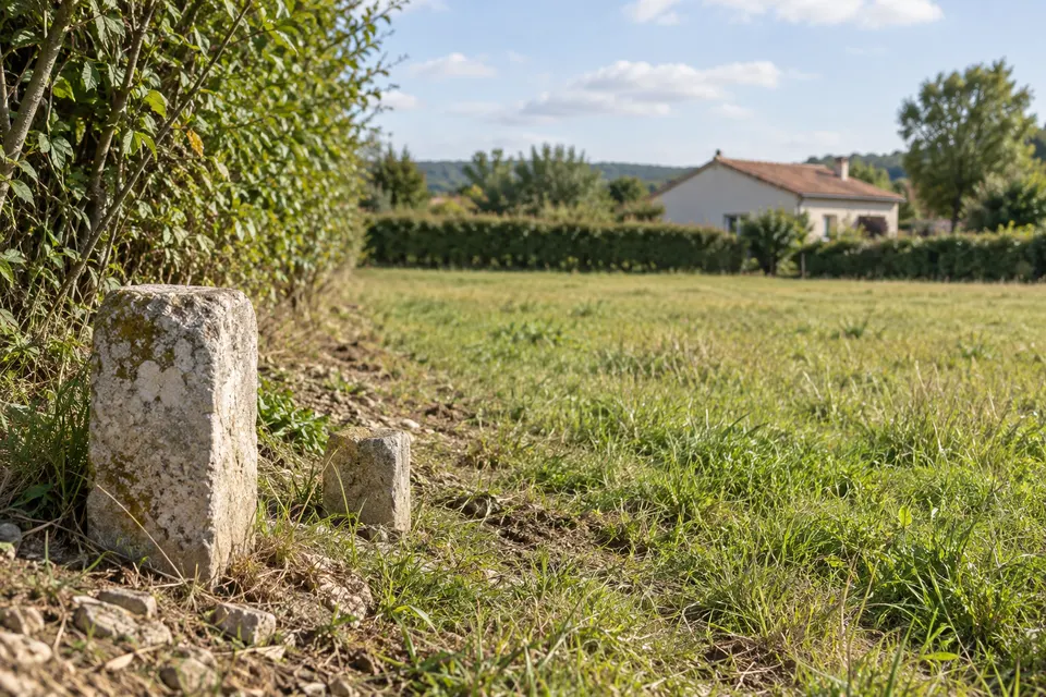 Parcelle constructible avec maison au loin pour le dossier « Sécuriser l’achat du terrain »