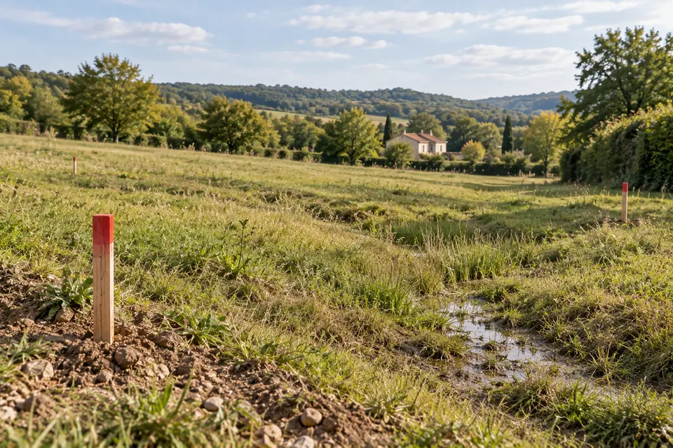 Parcelle constructible avec maison au loin pour le dossier « Risques naturels, technologiques et nuisances »