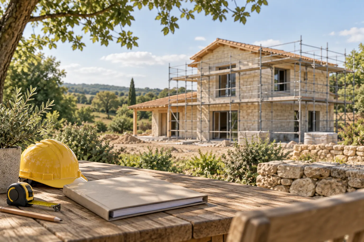 Maison en chantier et classeur de protections