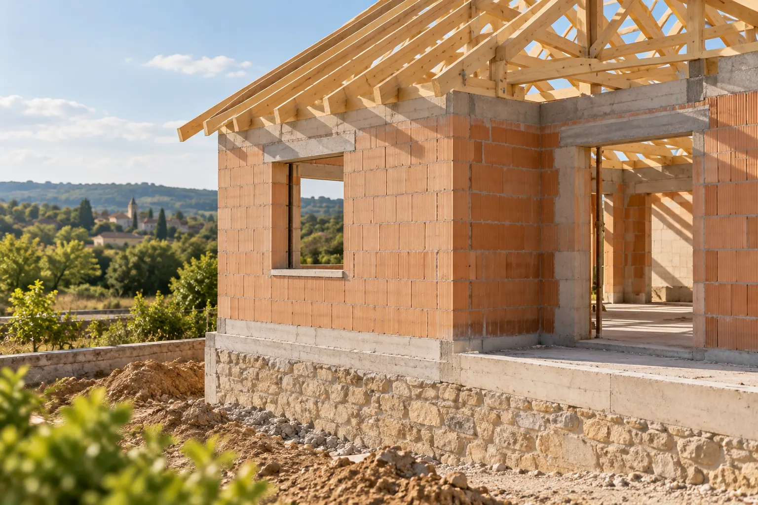 Structure d’une maison en cours de construction